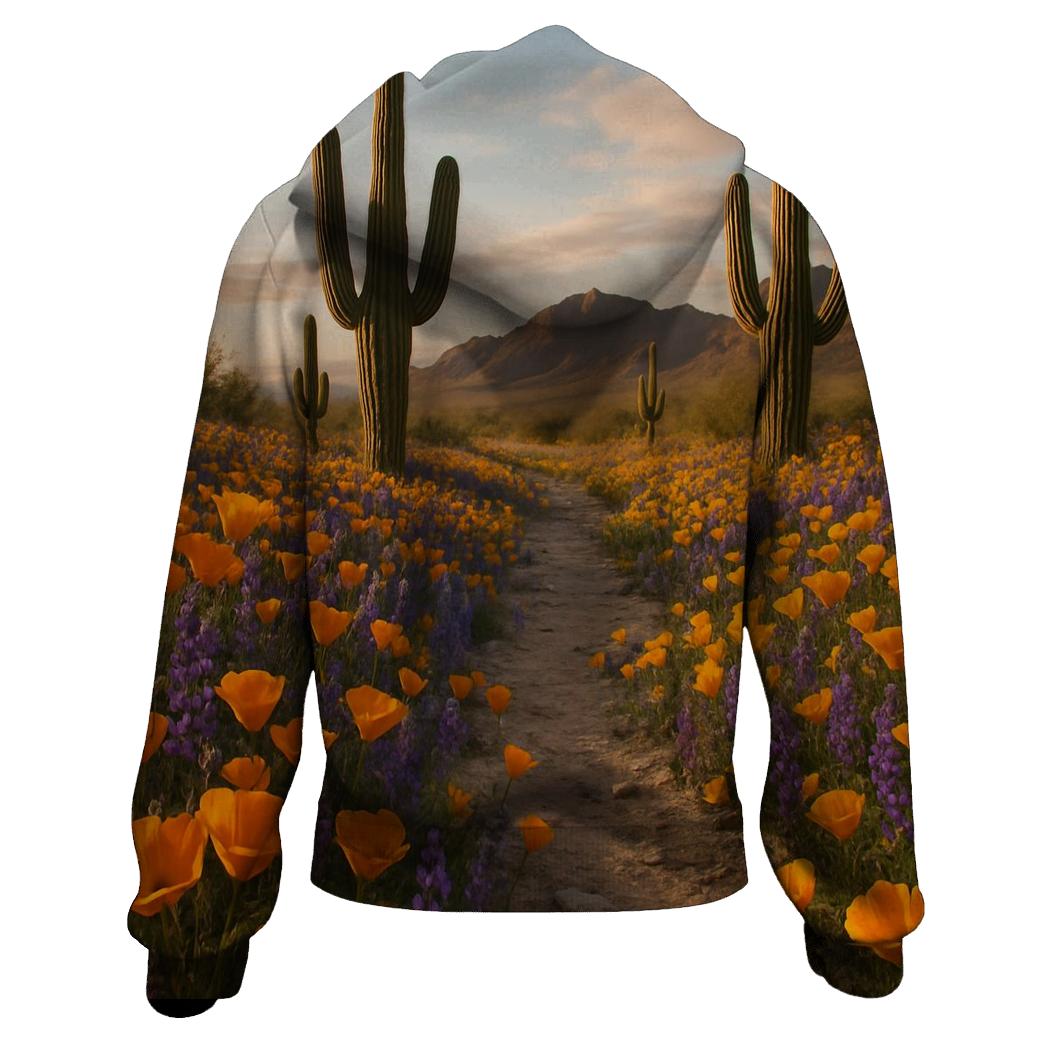 Desert Bloom Saguaro And Wildflowers custom hoodies