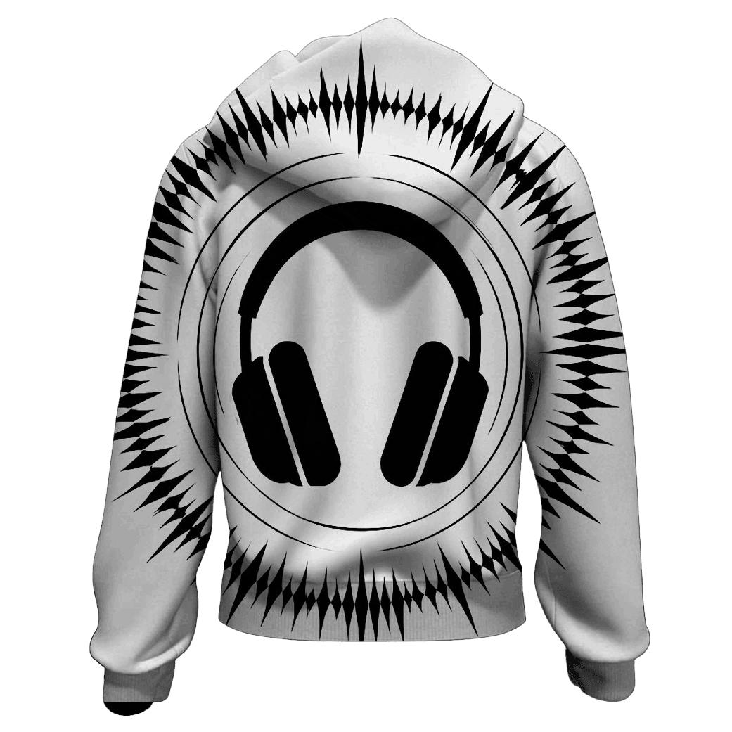 Monochrome Headphone Silhouette Burst designer hoodies