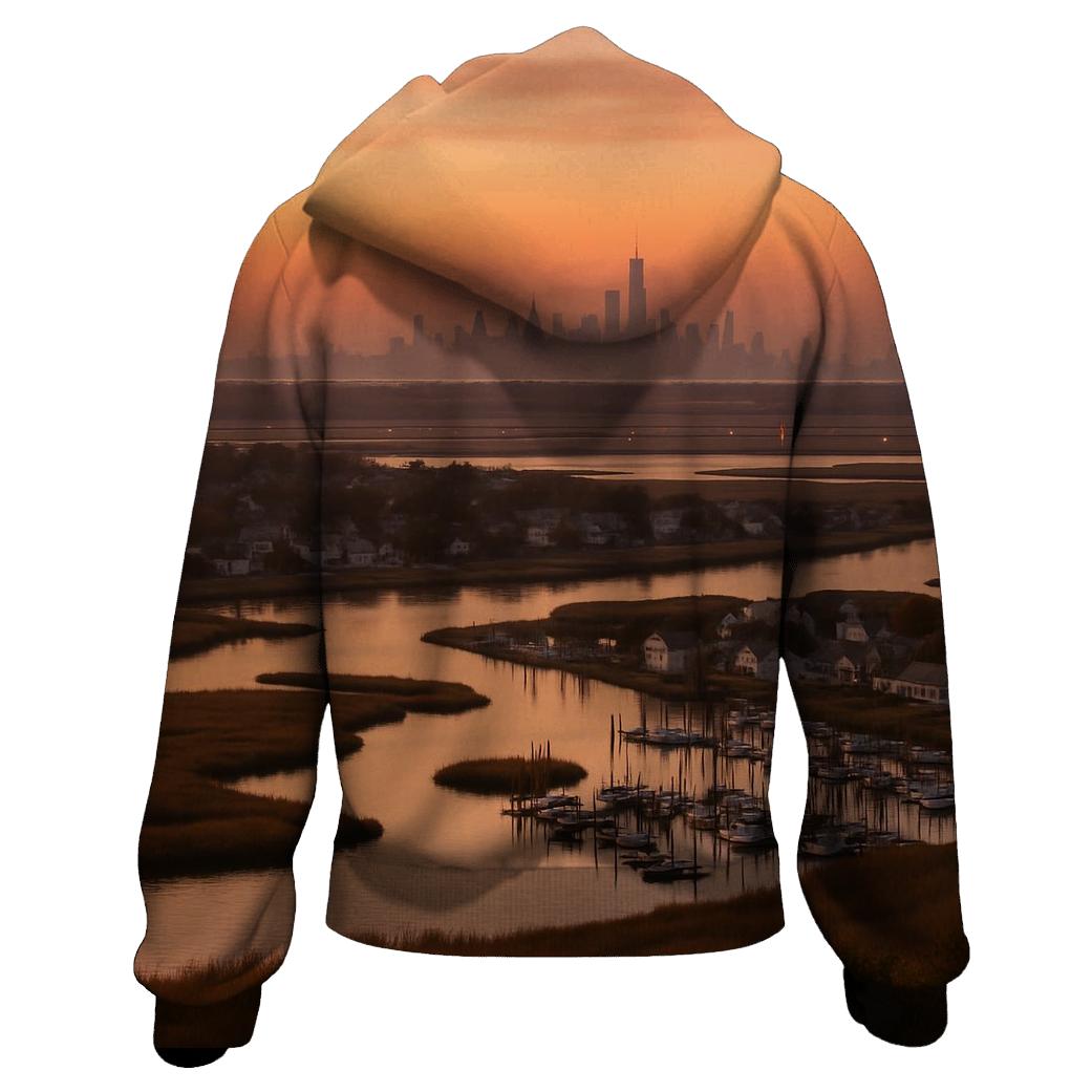 Sunrise Over Jamaica Bay And Far Skyline lightweight hoodies