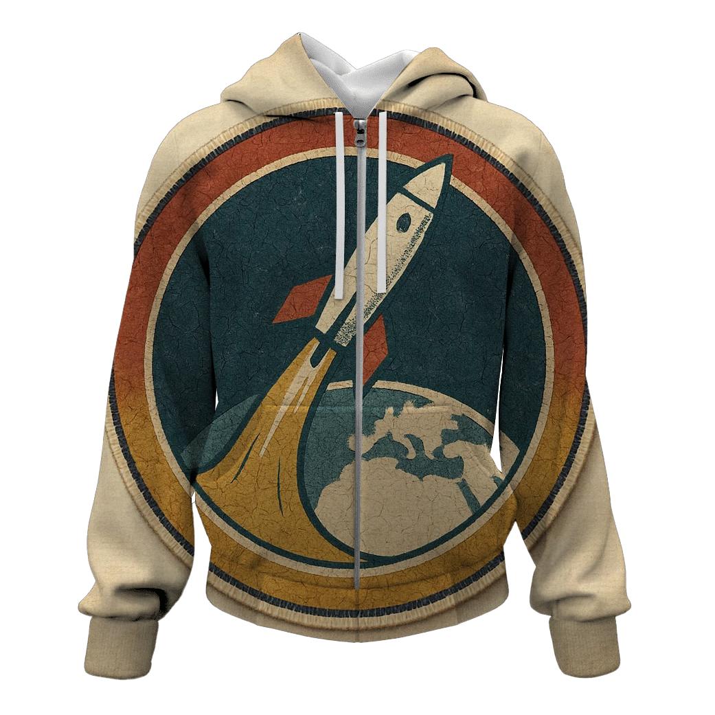 Retro Space Race Mission Patch lightweight hoodies