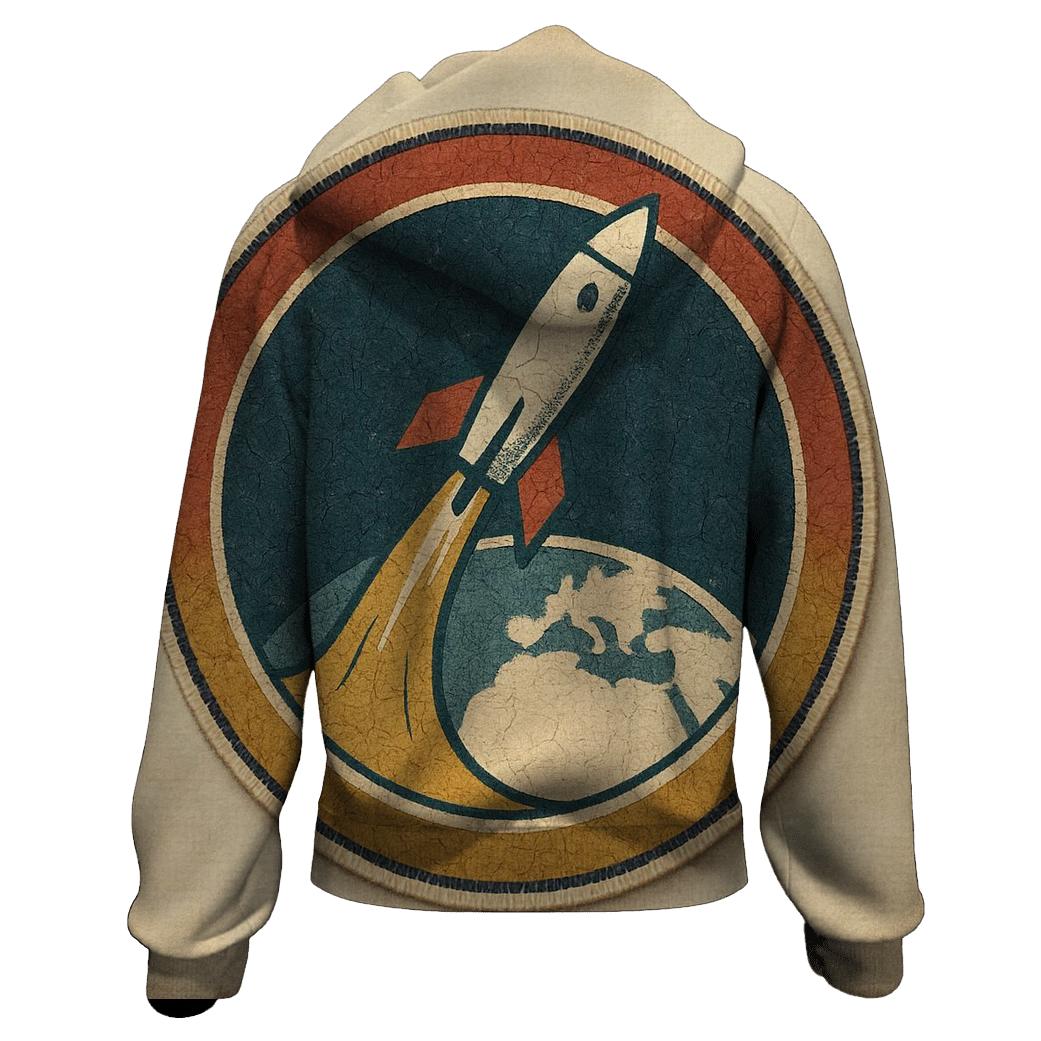 Retro Space Race Mission Patch lightweight hoodies