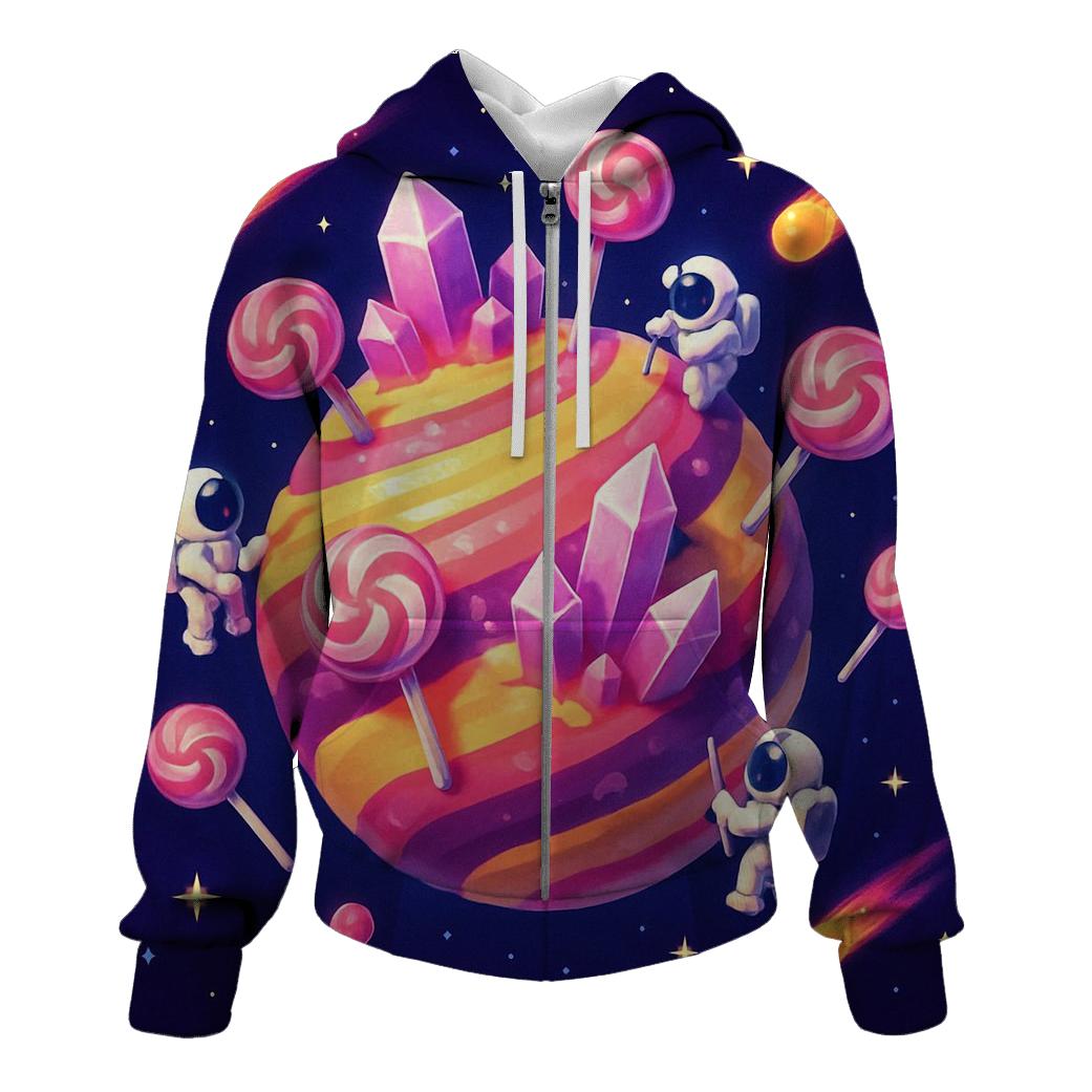 Playful Cosmic Candy Planet hoodie designs