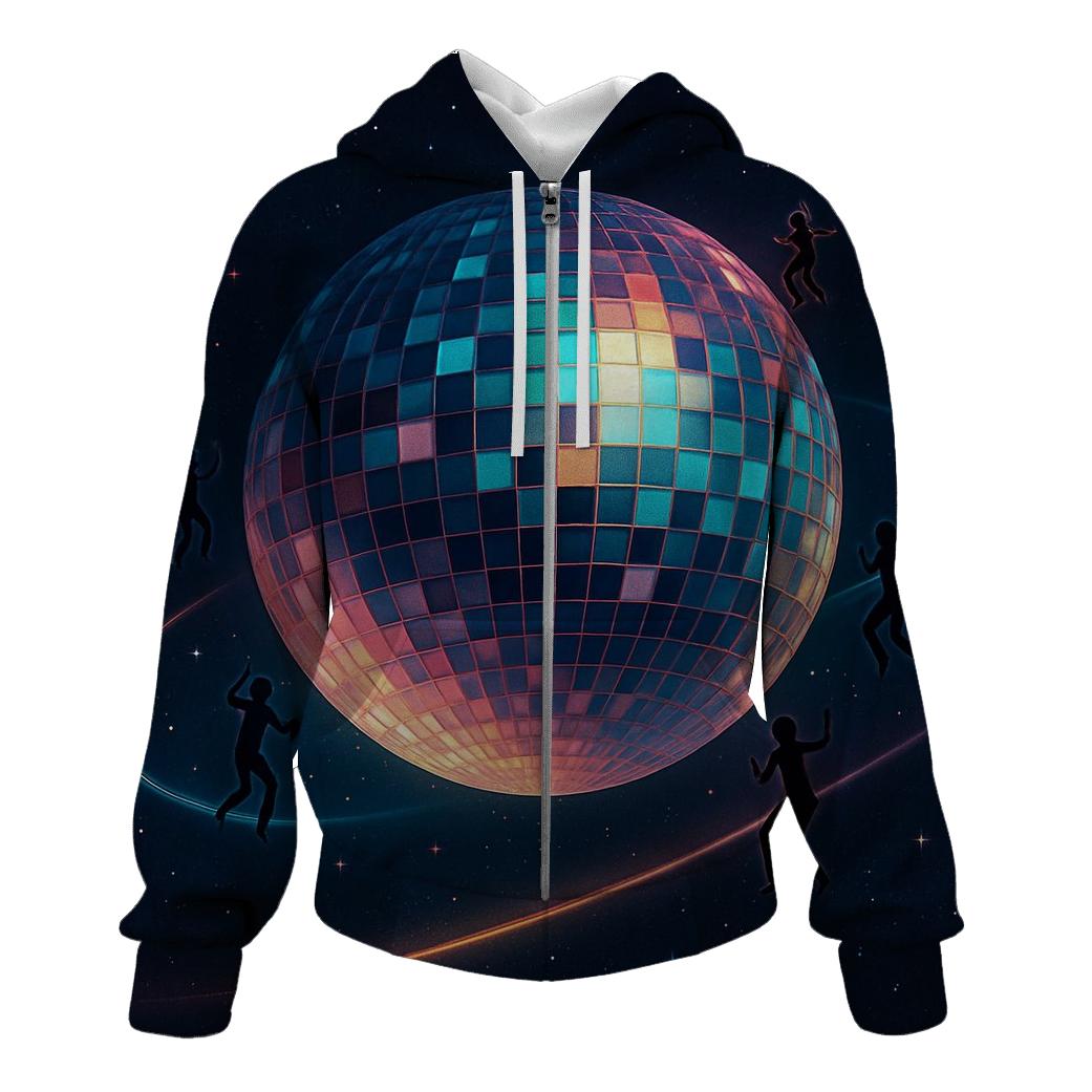 Holographic Disco Planet graphic hoodies