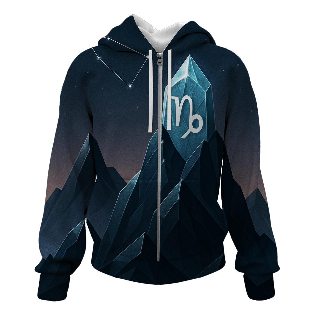 Capricorn Crystal Mountain Zodiac Crest premium hoodies