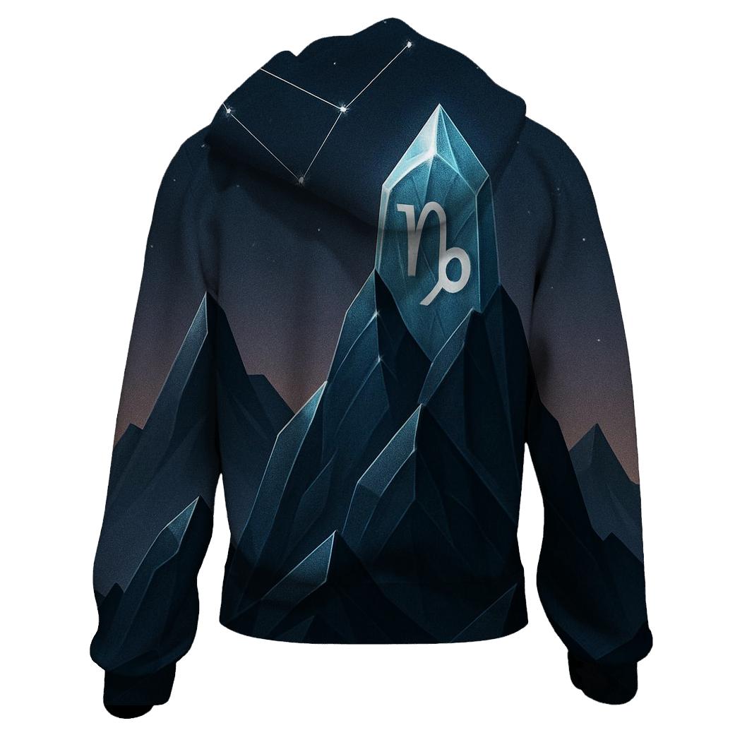 Capricorn Crystal Mountain Zodiac Crest premium hoodies