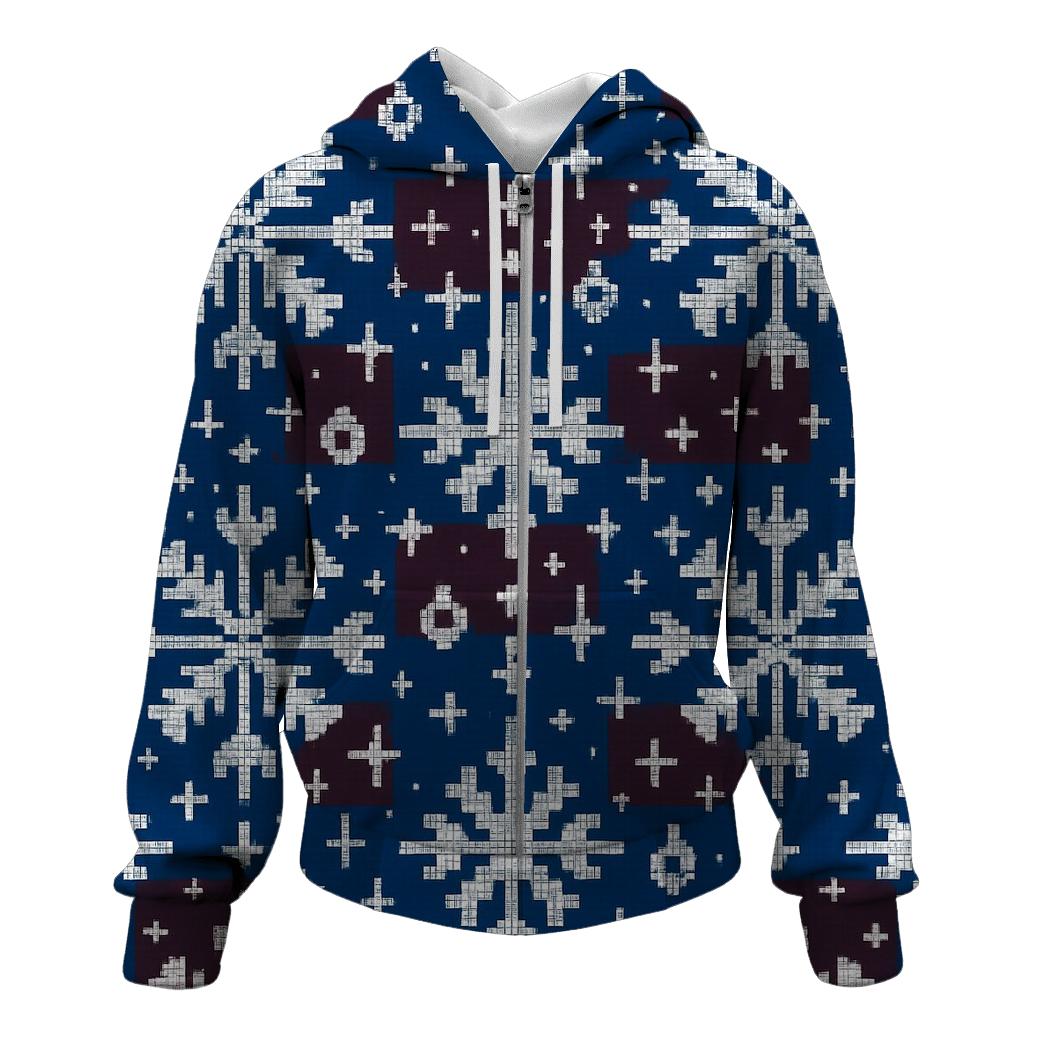 Galactic Snowflake Lattice Design embroidered hoodies
