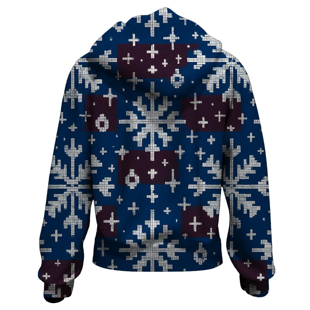Galactic Snowflake Lattice Design embroidered hoodies