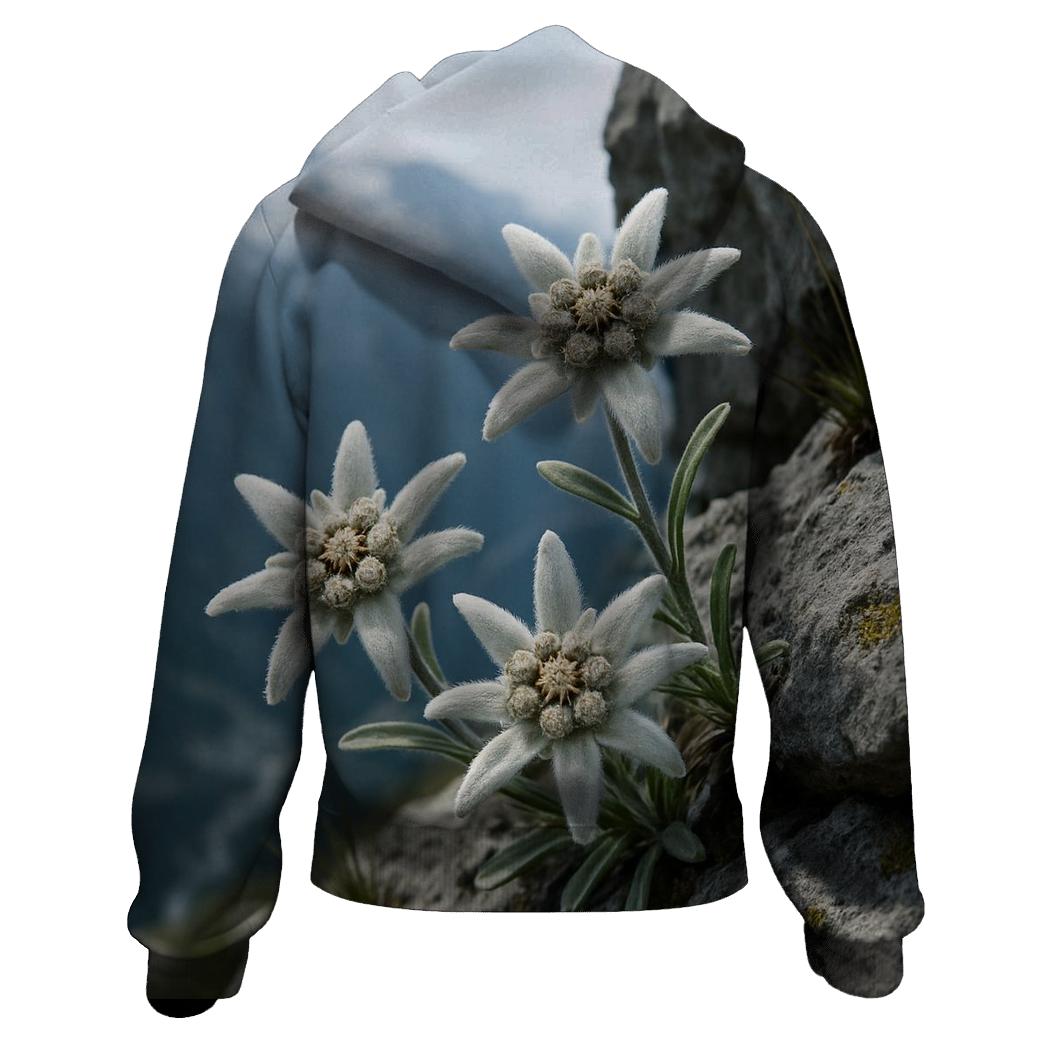 Alpine Edelweiss On Rocky Ledge zip-up hoodies
