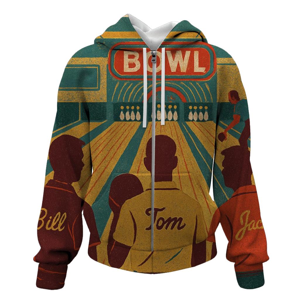 Classic Bowling Alley League Night premium hoodies