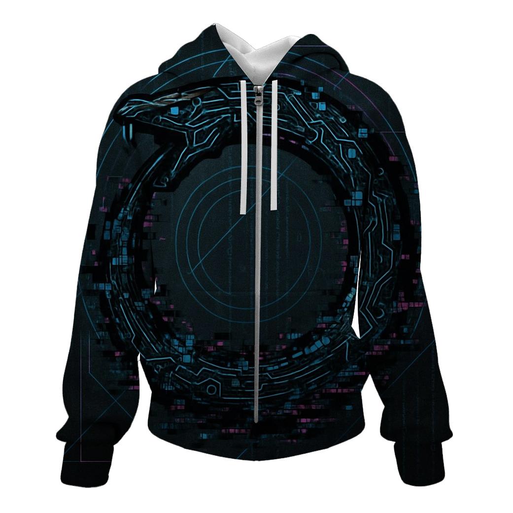 Digital Glitch Ouroboros hoodie styles