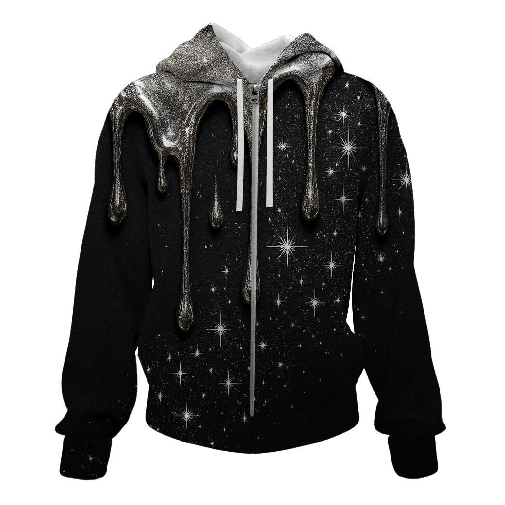 Charcoal Galaxy Drip Luxe printed hoodies