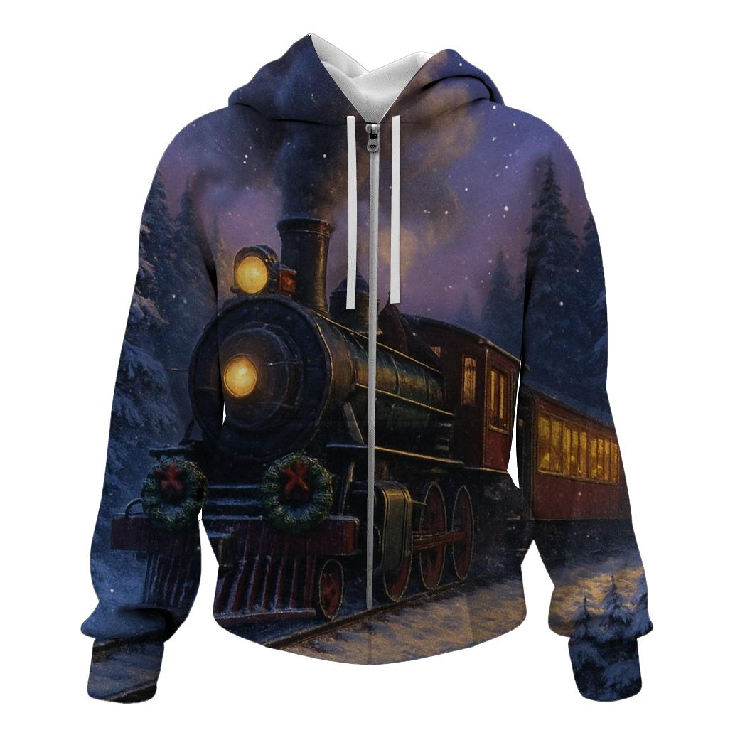 Christmas Train Through The Snowy Forest hoodies fashion