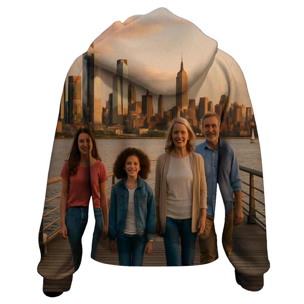 Hudson River Pier Family Skyline Stroll premium hoodies