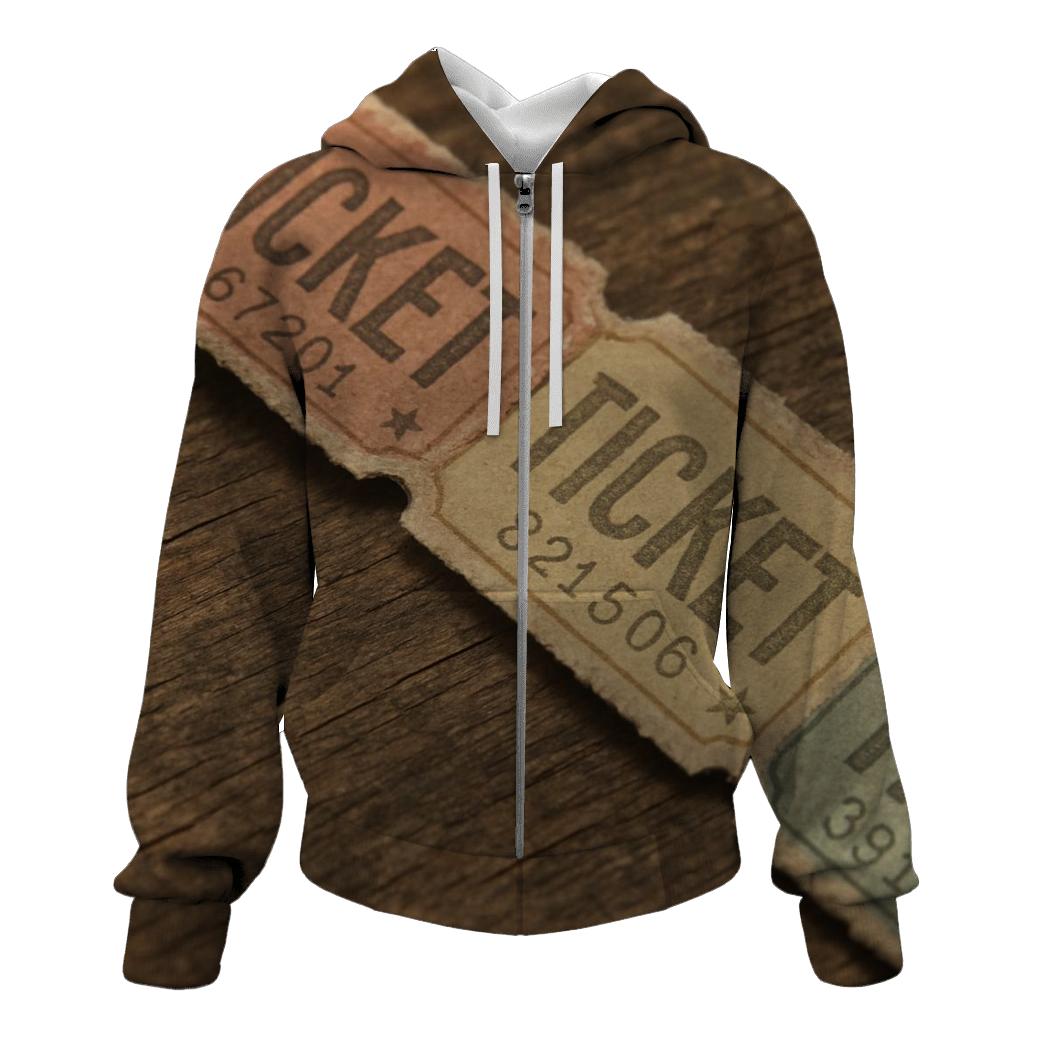 Faded Summer Carnival Ticket Strip zip-up hoodies