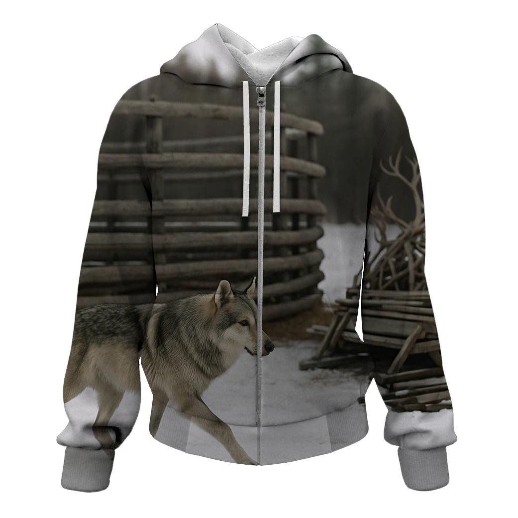 Wolf Passing Traditional Reindeer Corral designer hoodies