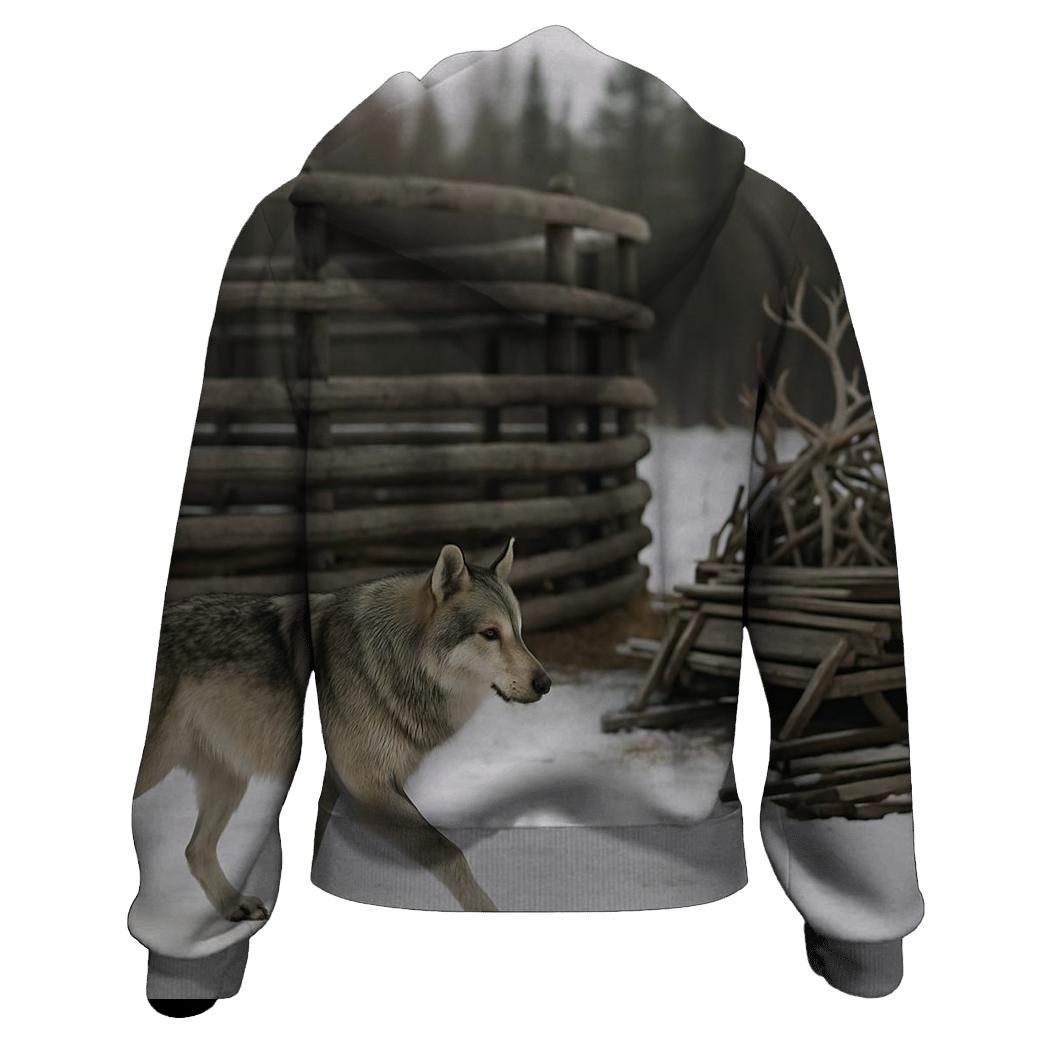 Wolf Passing Traditional Reindeer Corral designer hoodies