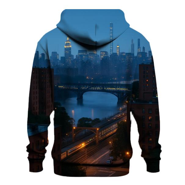 Harlem River Dawn Over Bridges And Brick printed hoodies