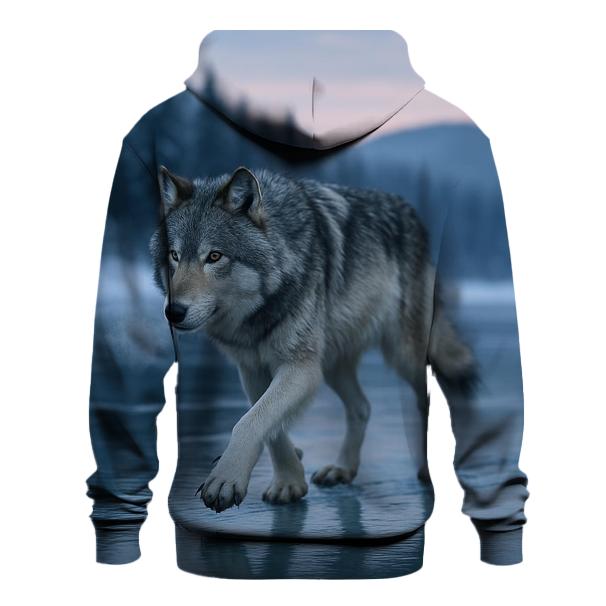 Wolf On Frozen River Crossing hoodies fashion