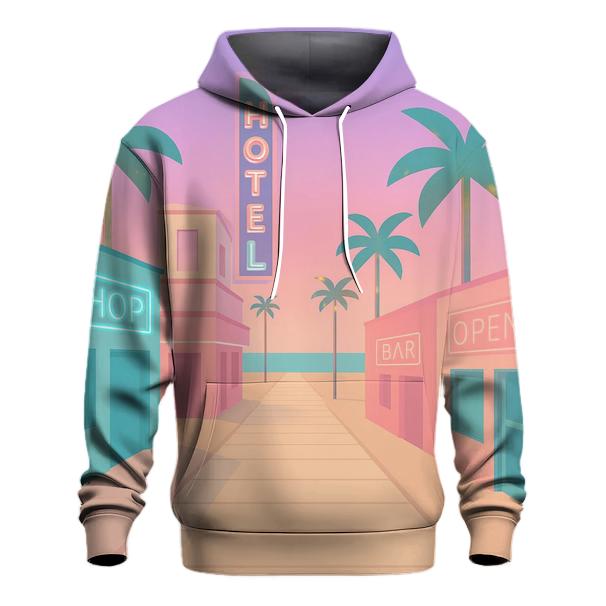 Vaporwave Beach Boardwalk pullover hoodies