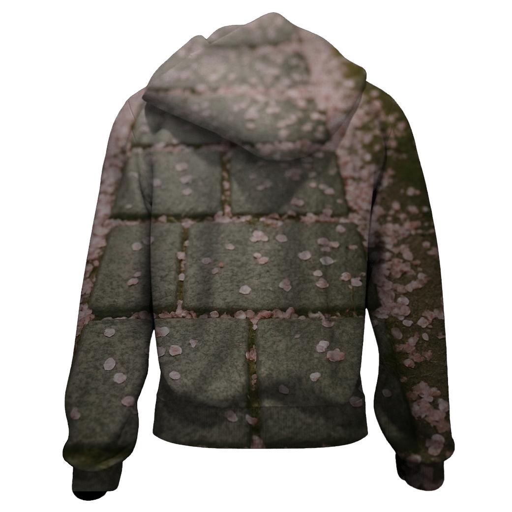 Cherry Blossom Petals On Stone Path lightweight hoodies
