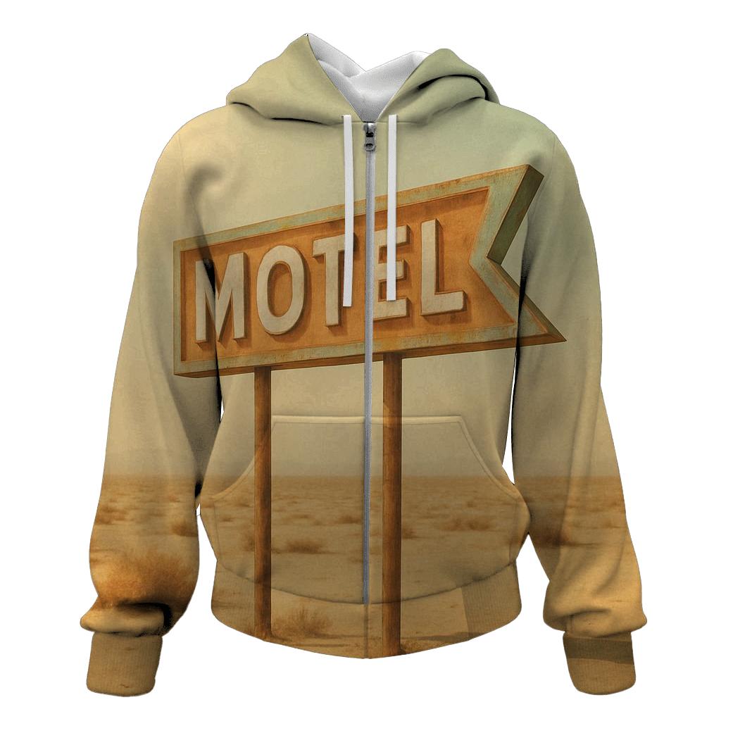 Seventies Desert Motel Roadside Sign printed hoodies