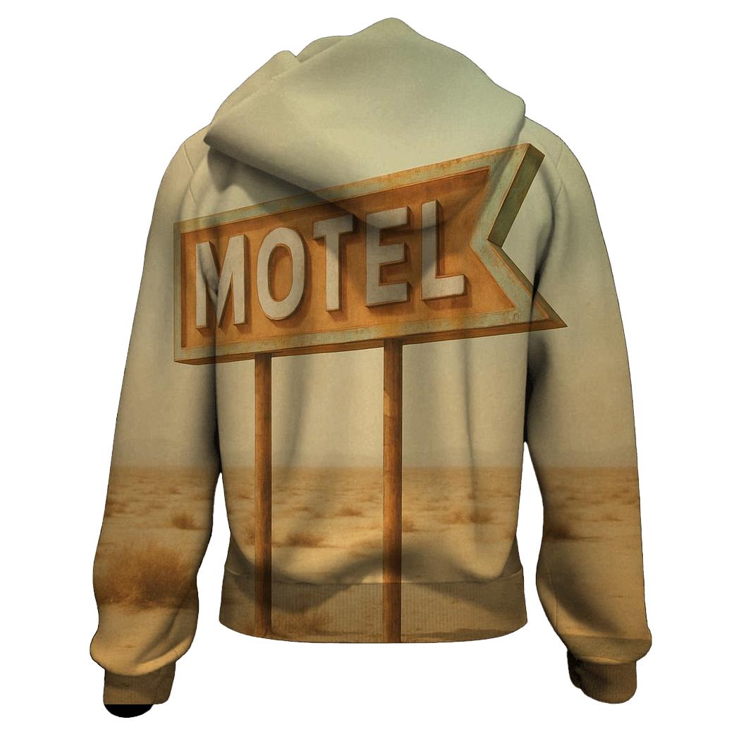 Seventies Desert Motel Roadside Sign printed hoodies
