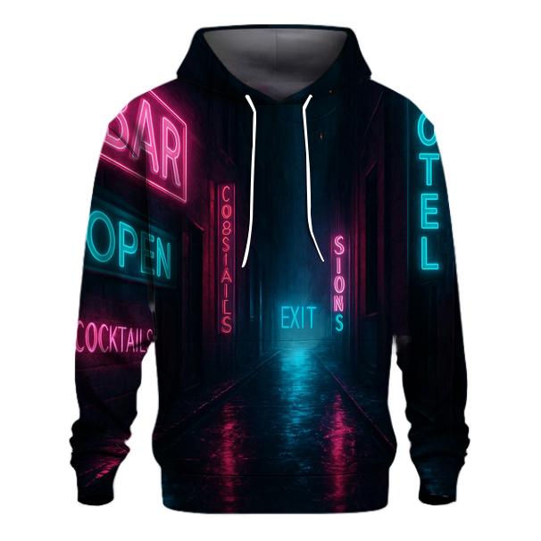 Neon Rain Alley Typography custom hoodies