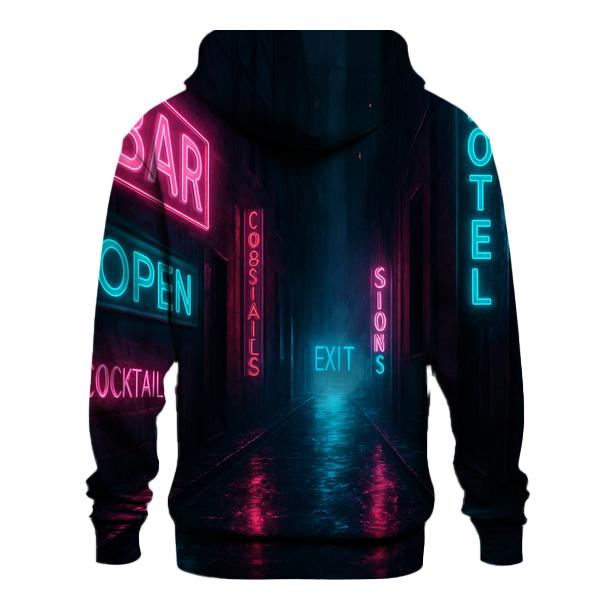 Neon Rain Alley Typography custom hoodies