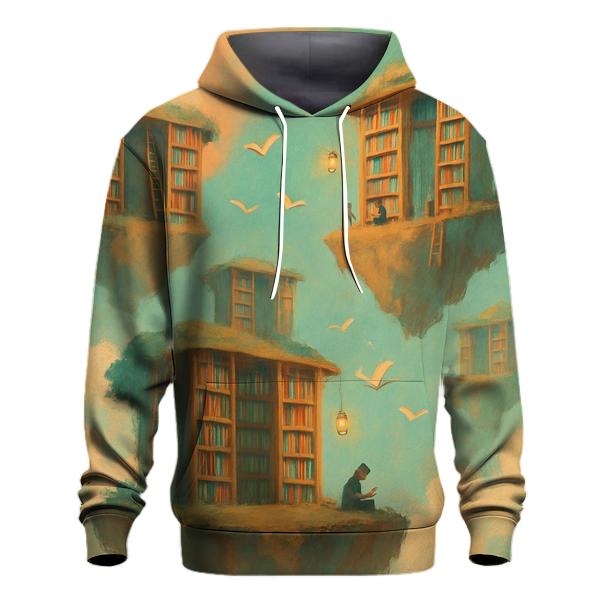 Surreal Floating Library Islands graphic hoodies