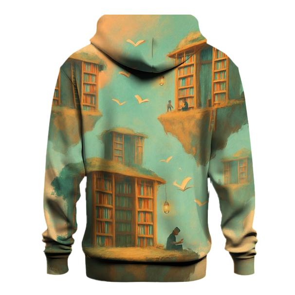 Surreal Floating Library Islands graphic hoodies