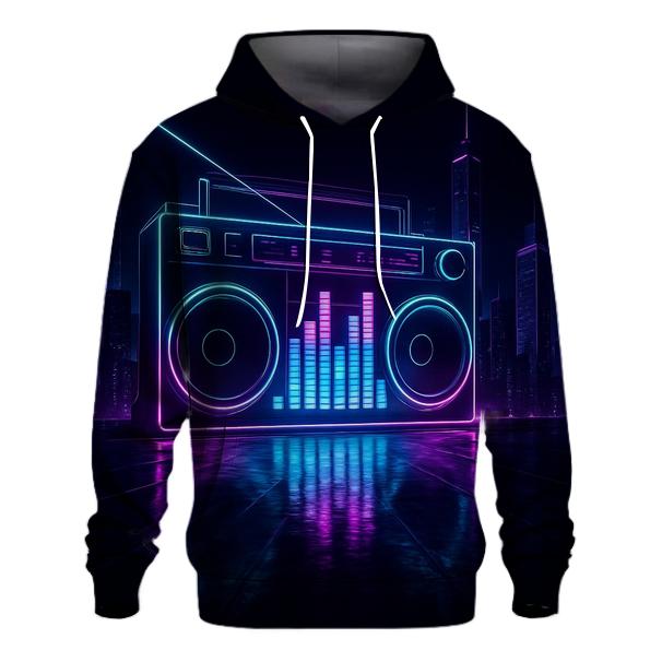 Neon Boombox Skyline lightweight hoodies
