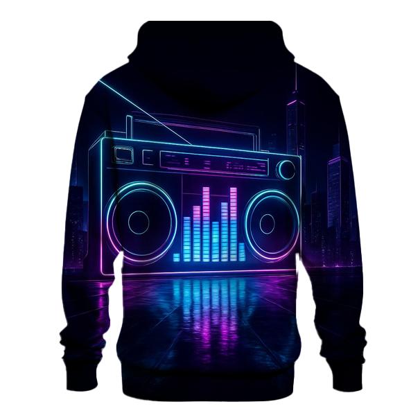Neon Boombox Skyline lightweight hoodies