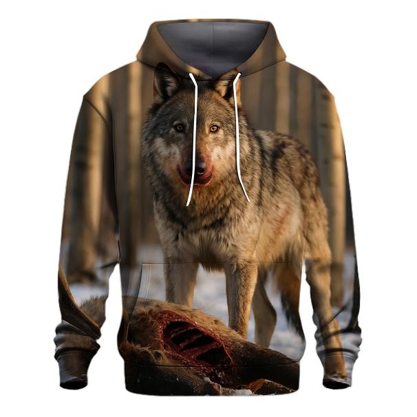 Wolf At Carcass In Winter Aspen Grove hoodie designs
