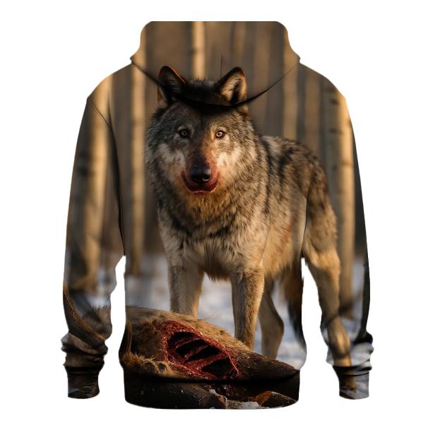 Wolf At Carcass In Winter Aspen Grove hoodie designs