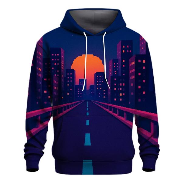 Pixel Night Drive Highway zip-up hoodies