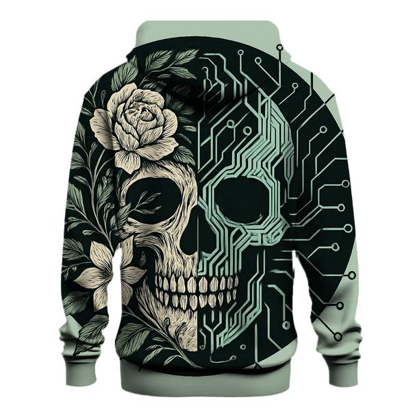 Botanical Ink Circuit Skull hoodie trends