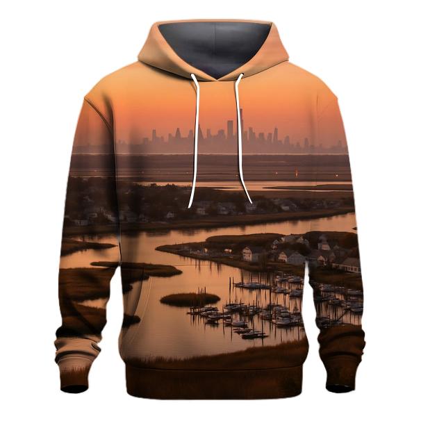 Sunrise Over Jamaica Bay And Far Skyline premium hoodies