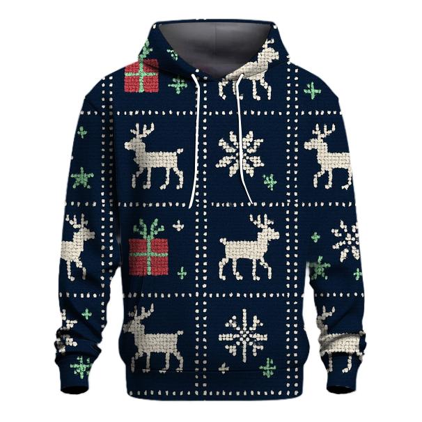 Cosmic Reindeer March Grid Design embroidered hoodies