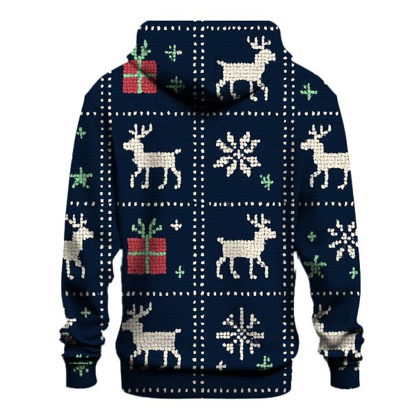 Cosmic Reindeer March Grid Design embroidered hoodies