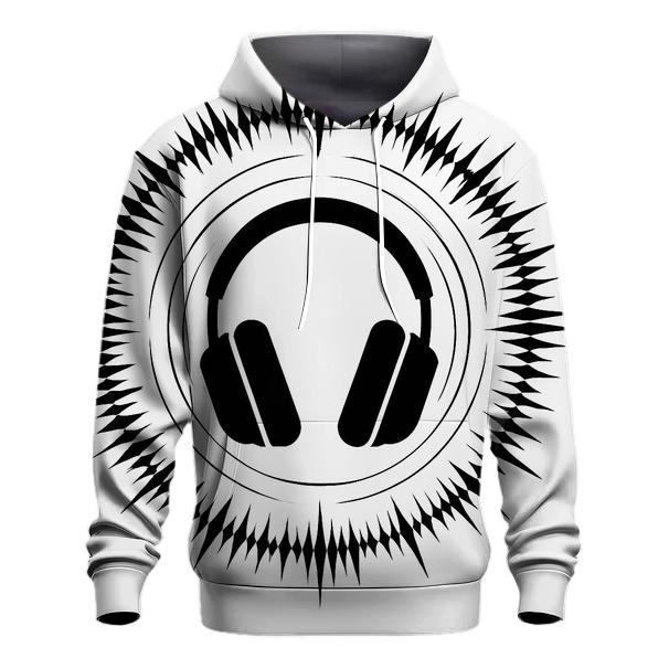 Monochrome Headphone Silhouette Burst hoodie designs
