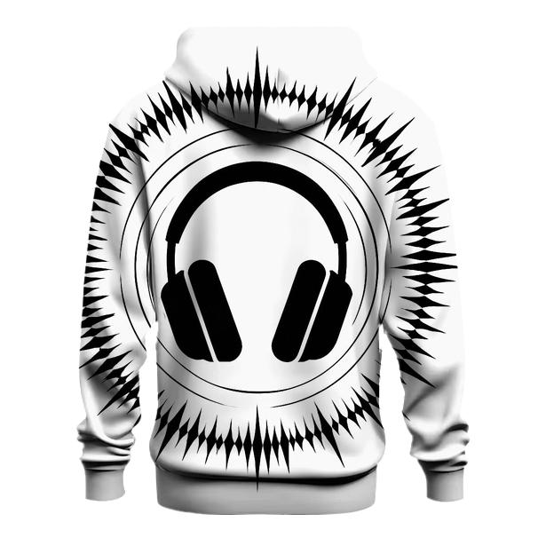 Monochrome Headphone Silhouette Burst hoodie designs