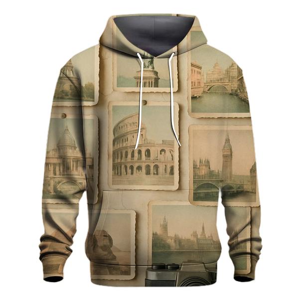 Old Camera Tourist Postcard Wall zip-up hoodies
