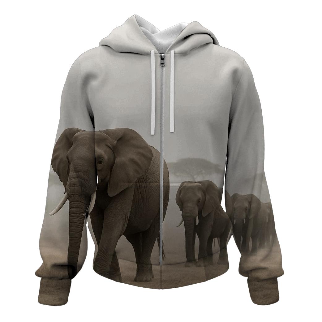 Fog Line Procession African Elephants hoodie designs