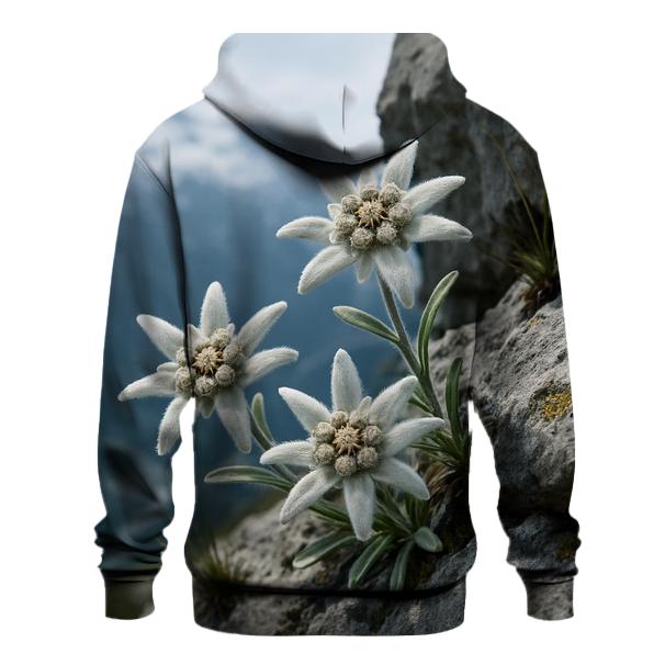 Alpine Edelweiss On Rocky Ledge embroidered hoodies