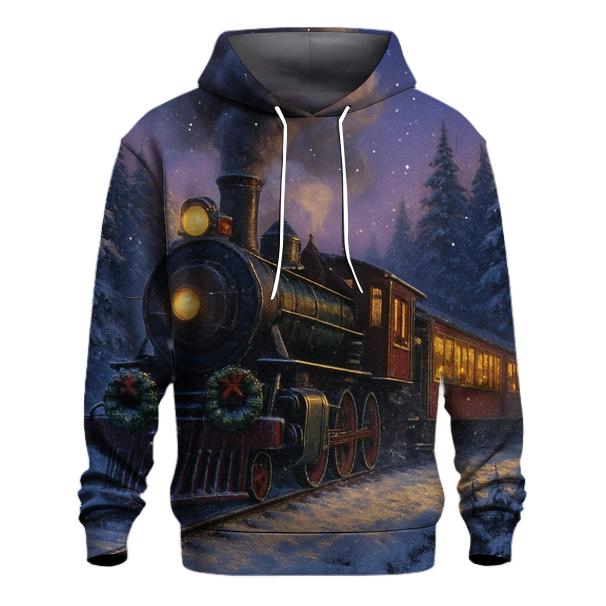 Christmas Train Through The Snowy Forest lightweight hoodies