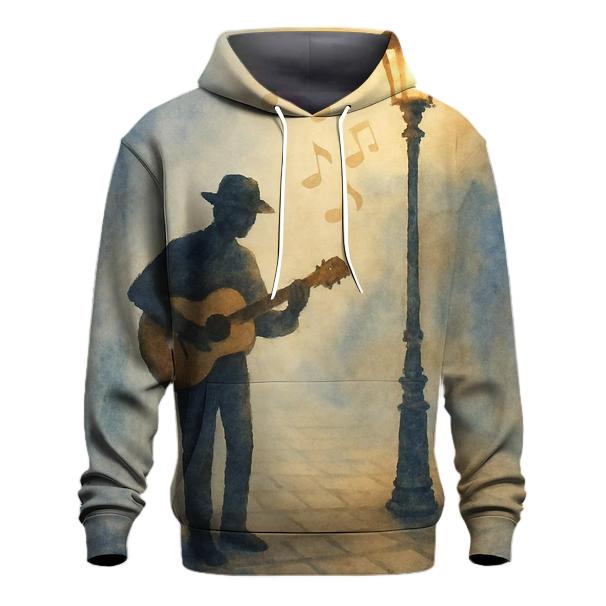 Watercolor Street Busker Scene hoodie designs