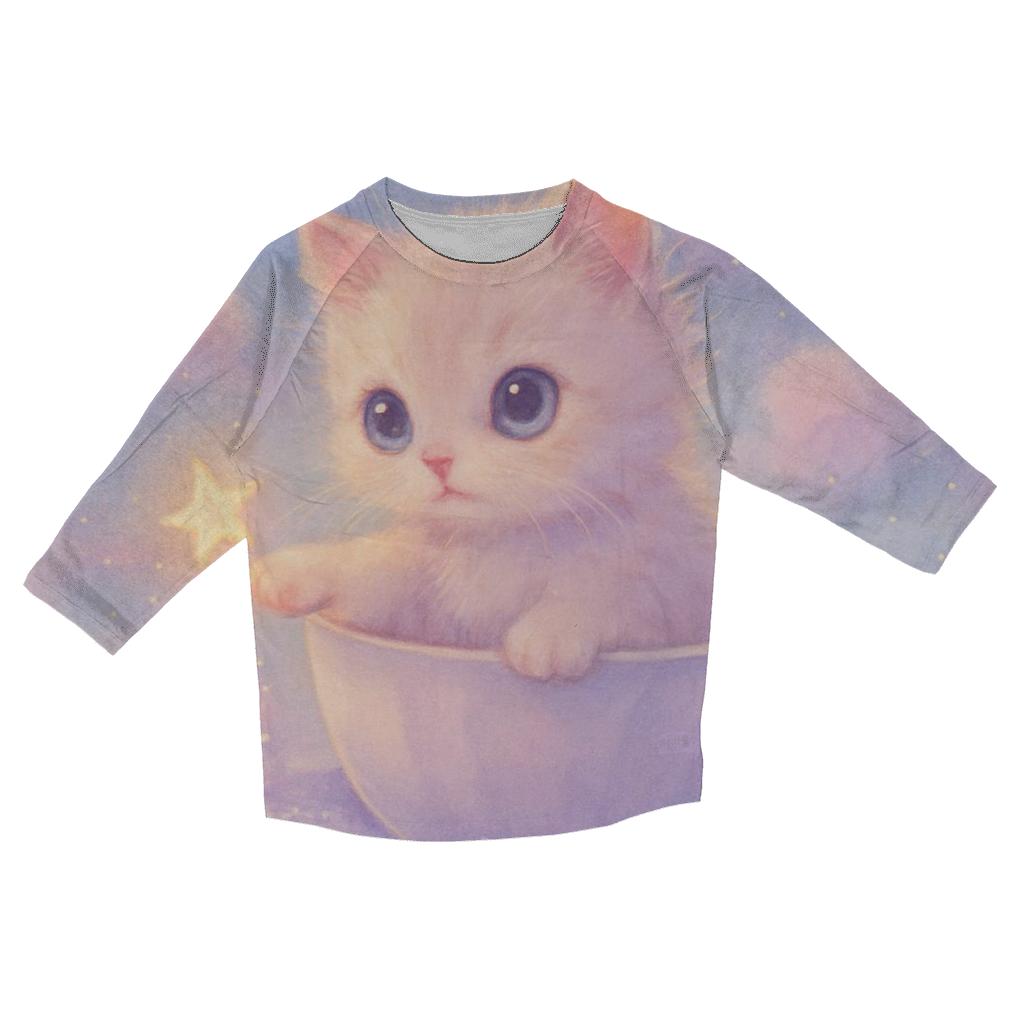 Starlit Teacup Kitten Voyage stylish quarter sleeve tops