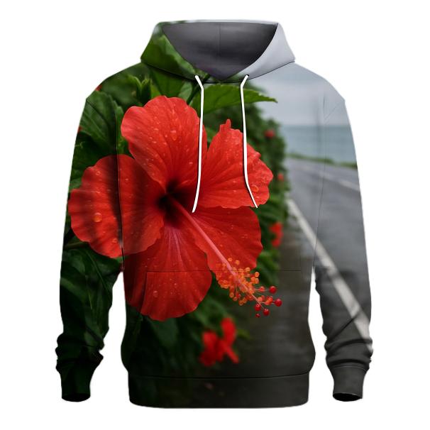 Rain Washed Hibiscus Beside Coastal Road printed hoodies