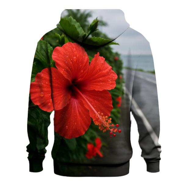 Rain Washed Hibiscus Beside Coastal Road printed hoodies