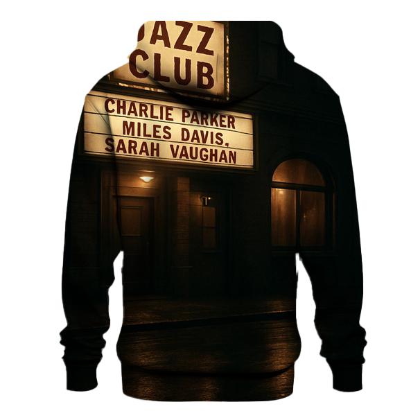 Old Jazz Club Marquee Night Scene embroidered hoodies